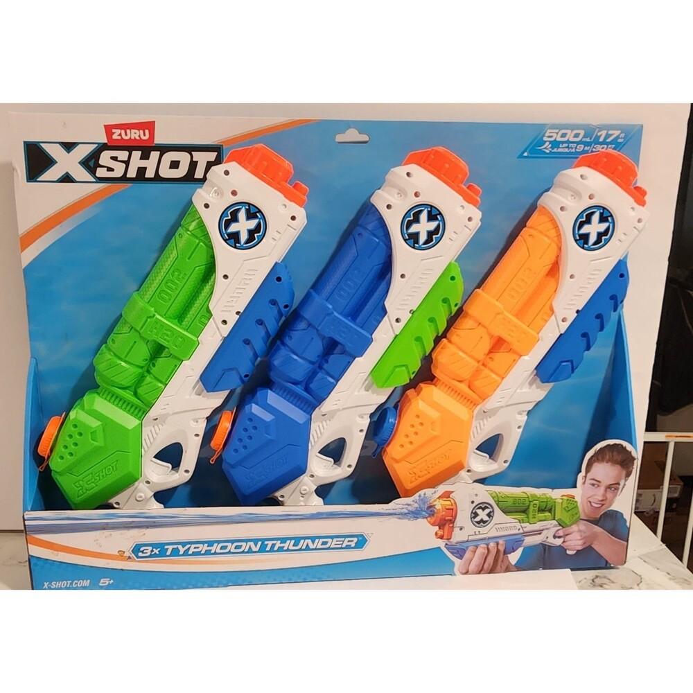 Zuru X-Shot Typhoon Thunder Water Blaster 3-Pack – High-Power Water Guns (500ml)